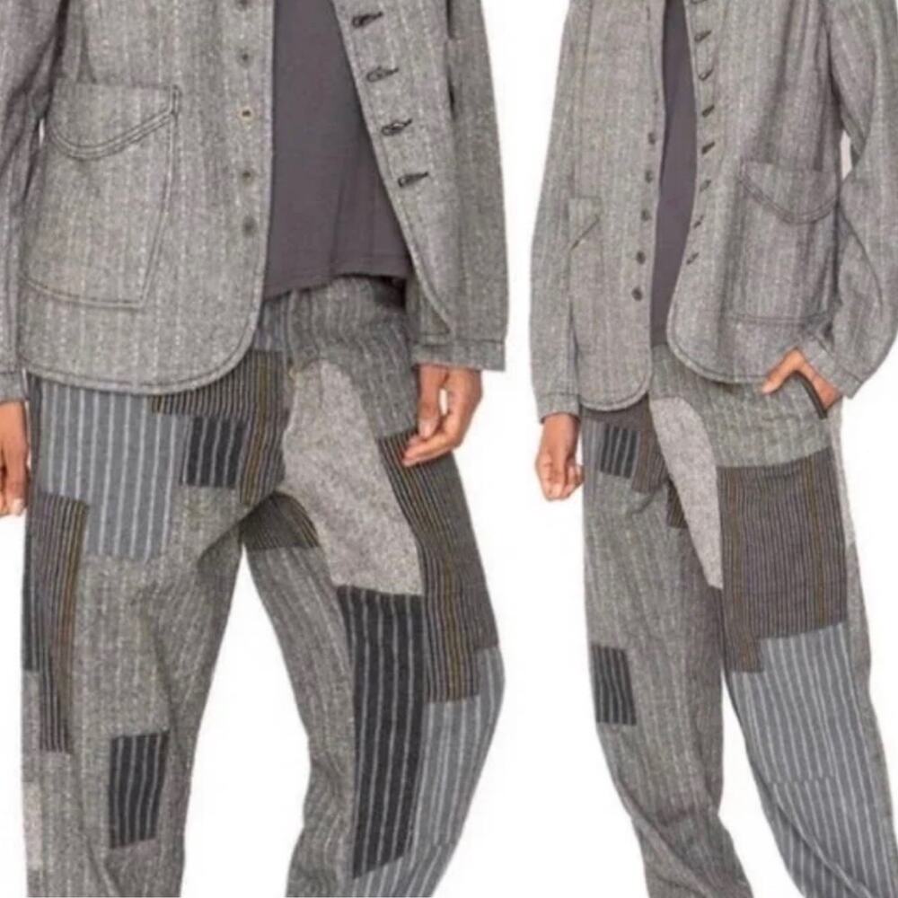 Free People x Sandrine Rose Herringbone Worker Patchwork Pants Tokyo Size 26 New - Picture 2 of 16
